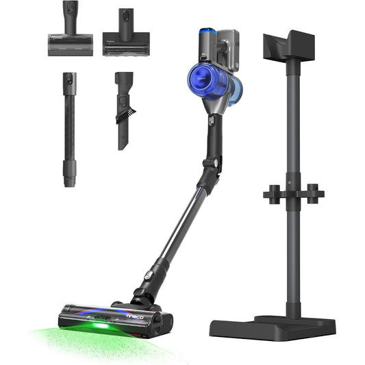 Cet aspirateur balai combine l'entretien des tapis et la collecte des poils ov4506277