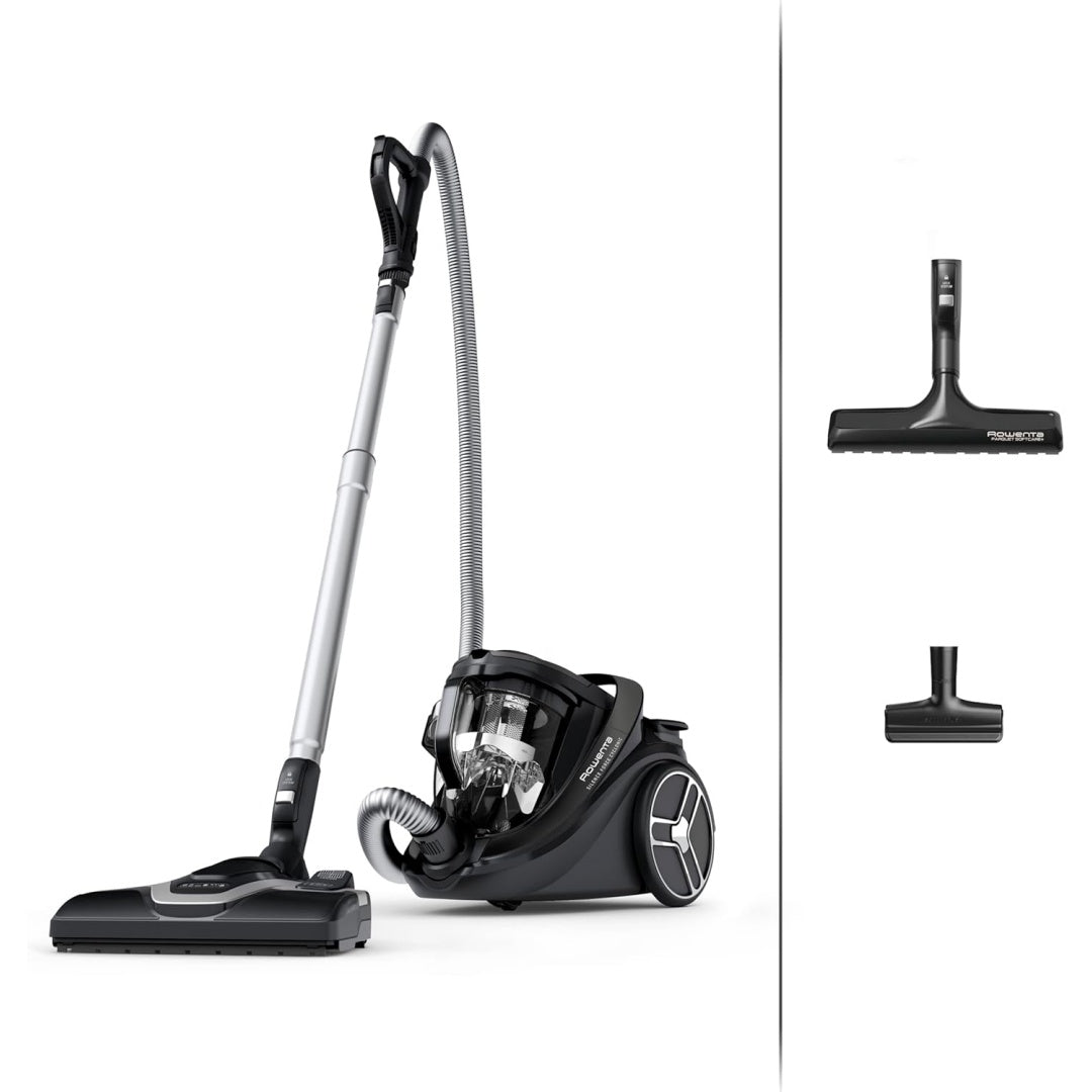 Aspirateur au format traineau associant la collecte sans sac au coloris gris et blanc eg2911915