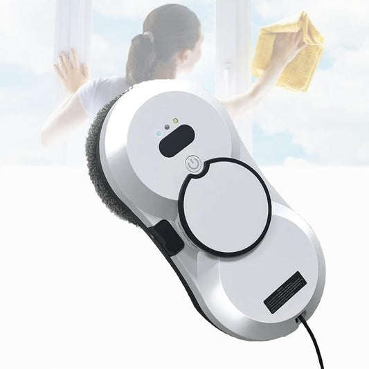 Ce robot nettoyeur de fenetres associe le nettoyage des surfaces vitrees et une commande a distance ui0155046